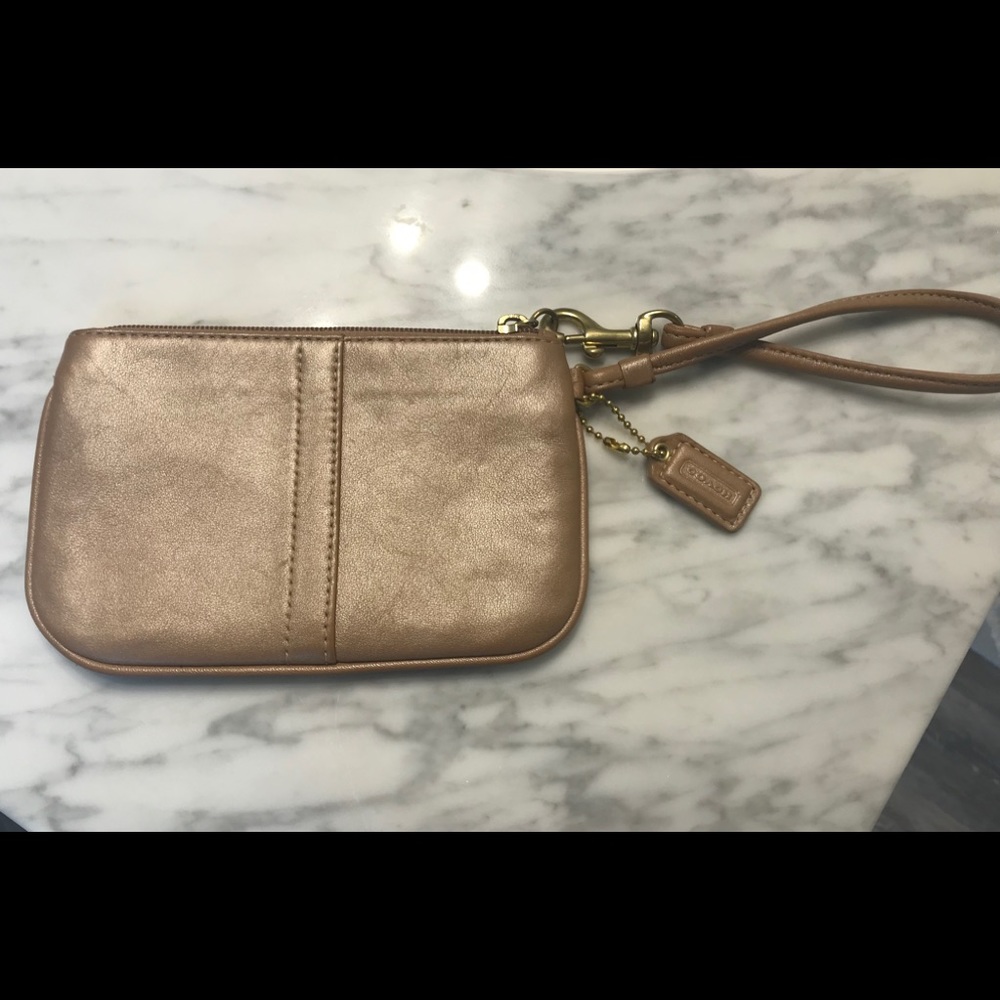 Coach metallic tan wristlet
